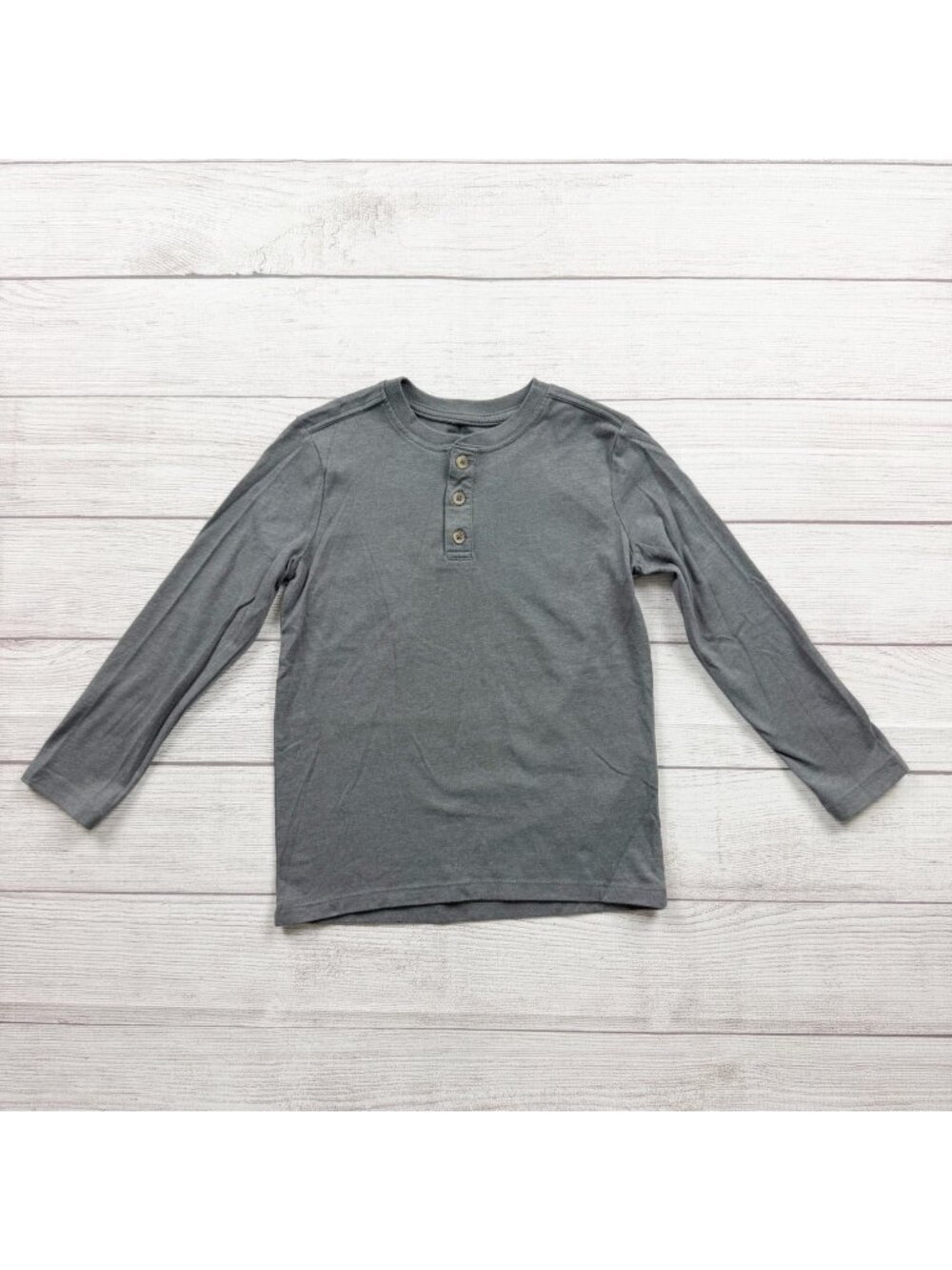 Wonder Nation Boys Long Sleeve Henley Gray Shirt 6-7